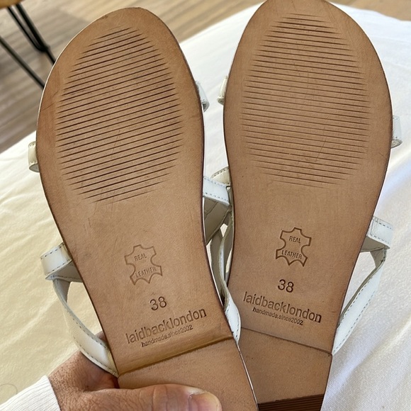 Anthropologie NWT laidback London hand  beaded Vacay all day Flat Sandal happy☀️ - Picture 9 of 9